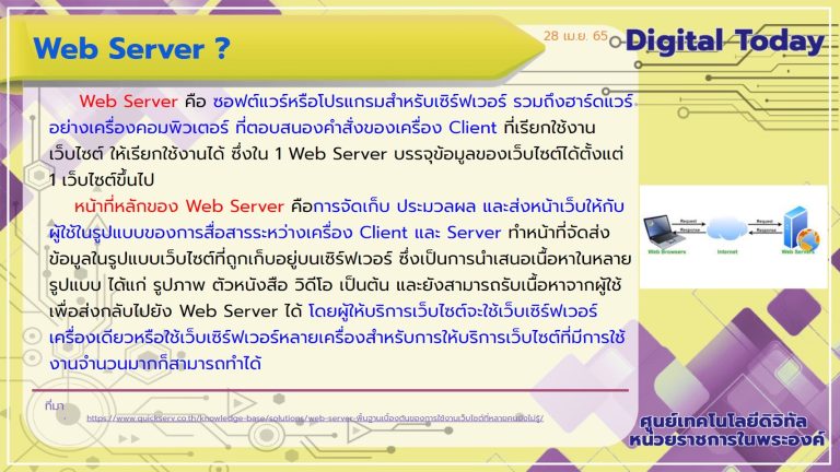 Digital Today ประจำวันที่ 28 เมษายน 2565 เรื่อง Web Server